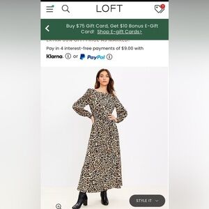 Loft: Leopard Print Maxi Dress Size Small Petite